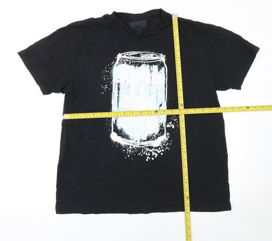 BrewDog Men's Black Graphic Beer Can T-Shirt Size L 100% Cotton