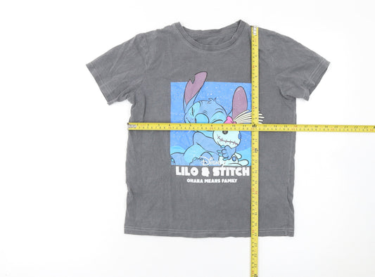 Girls UK Size 9-10 Years Disney Grey Basic T-Shirt