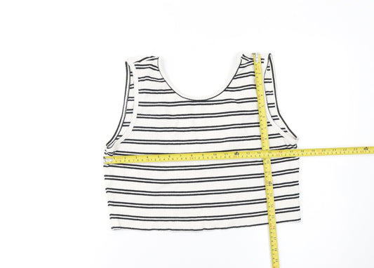 Womens UK Size L Weekday White Cropped Tank