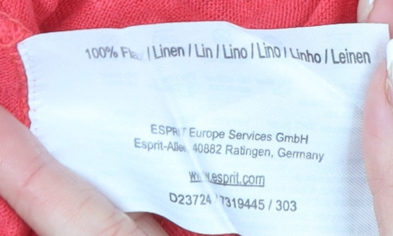 Esprit Women's Red Linen Short Sleeve Basic T-Shirt Size M