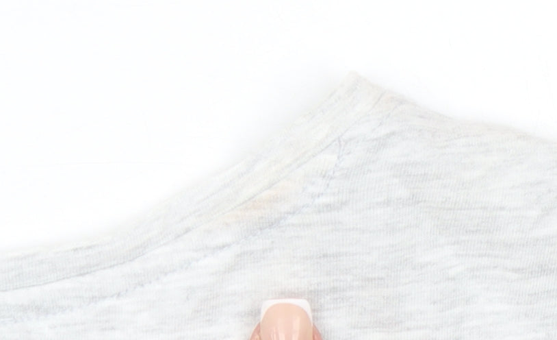 John Lewis Women Grey Embroidered Slogan T-Shirt Size 10