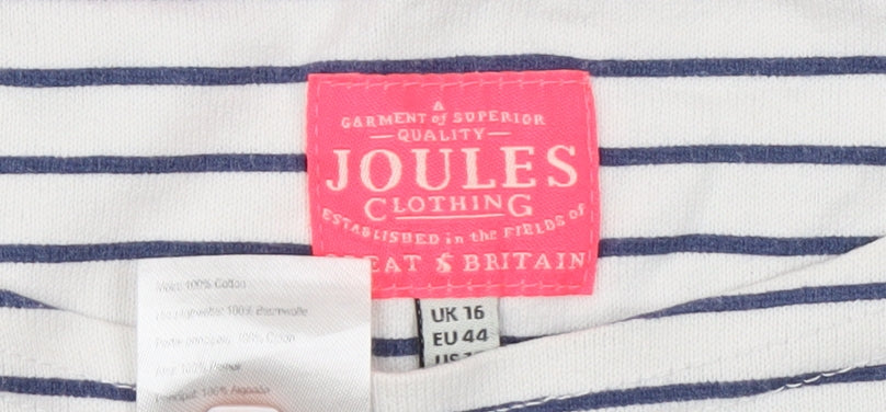 Joules Women's Multicoloured Size 16 Striped Floral T-Shirt Dress