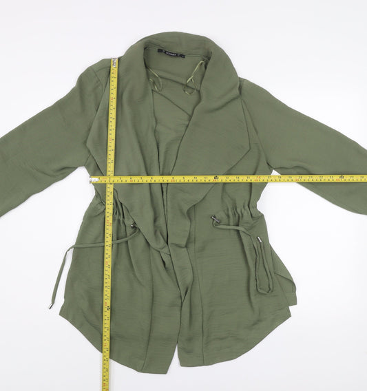 Dunnes Women Green Mid-Length Crepe Drawstring Jacket Size M