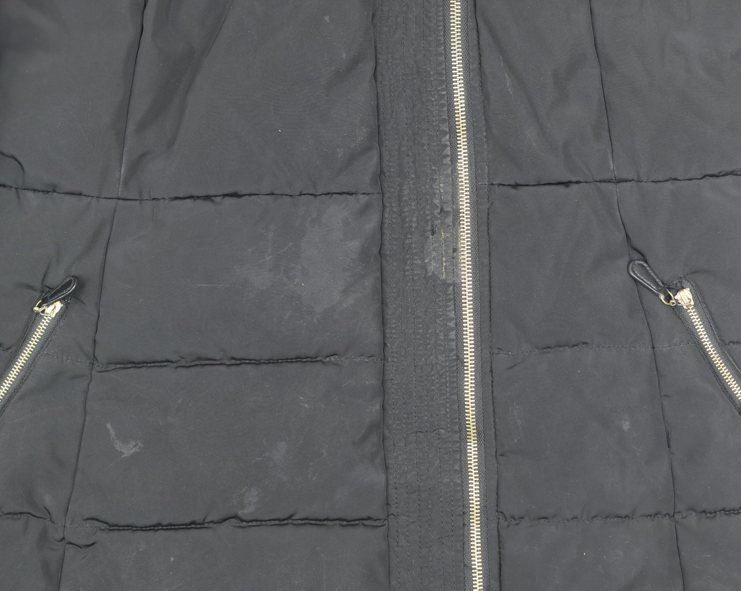 Dunnes Women's Black Hooded Mid-Length Puffer Coat Size 12