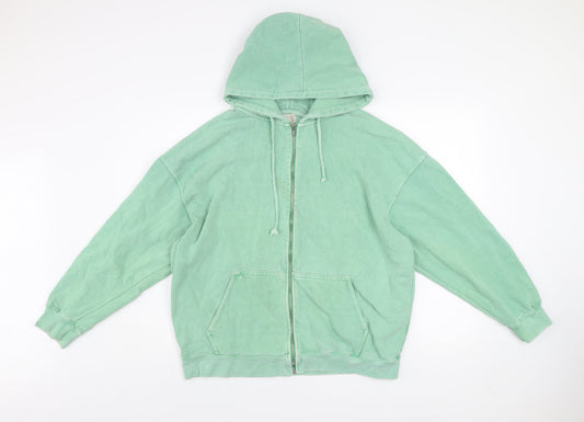 Additional front view of Pull&Bear Teens Green Full Zip Hooded Basic Jacket S