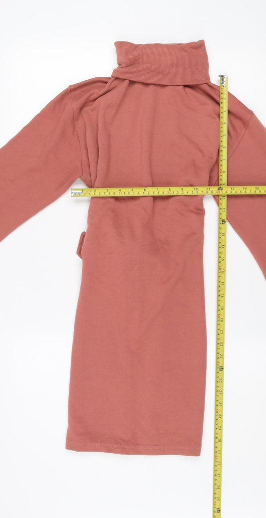 Missguided Women Brown Roll Neck Long Sleeve Belted Sweater Dress Size 12