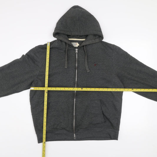 Farah Men's Grey L Basic Zip Hoodie Jacket Cotton Blend