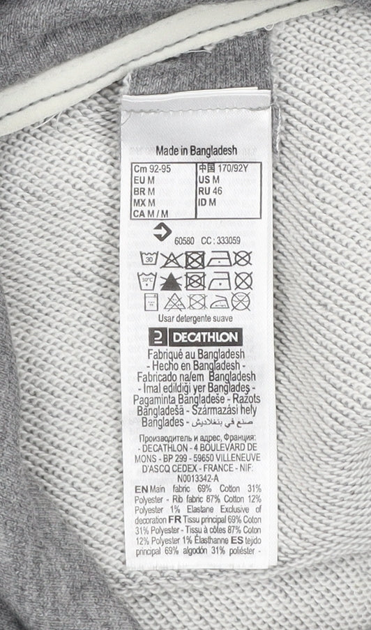 Mens UK Size M DECATHLON Grey Pullover Hoodie