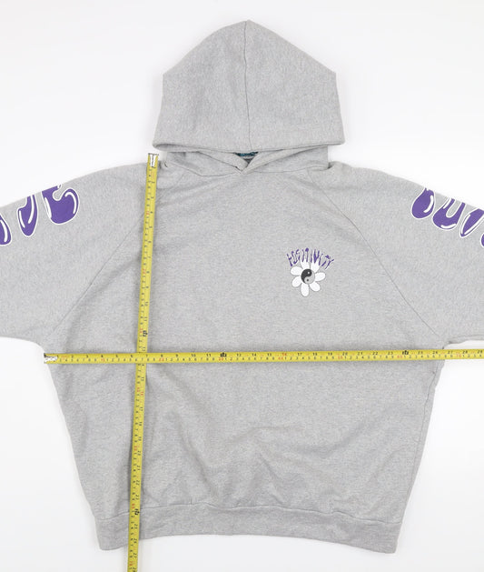 Womens UK Size L Alaçati Style Grey Pullover Hoodie