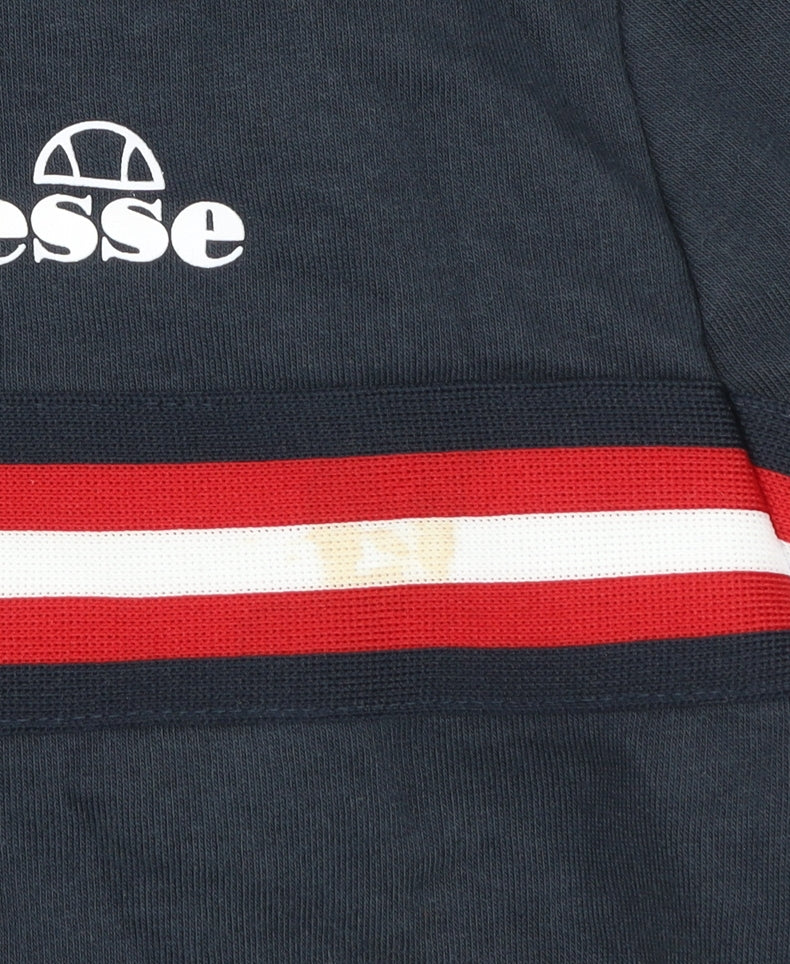 Ellesse Womens Navy Blue Sweatshirt UK 8 Crew Neck Striped Cotton Blend