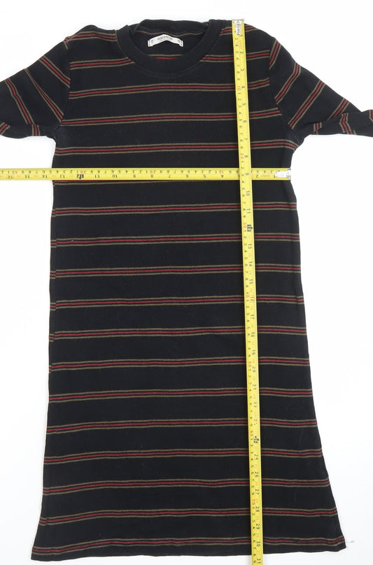 PULL&BEAR Women’s Black Striped Long Sleeve T-Shirt Dress Size S