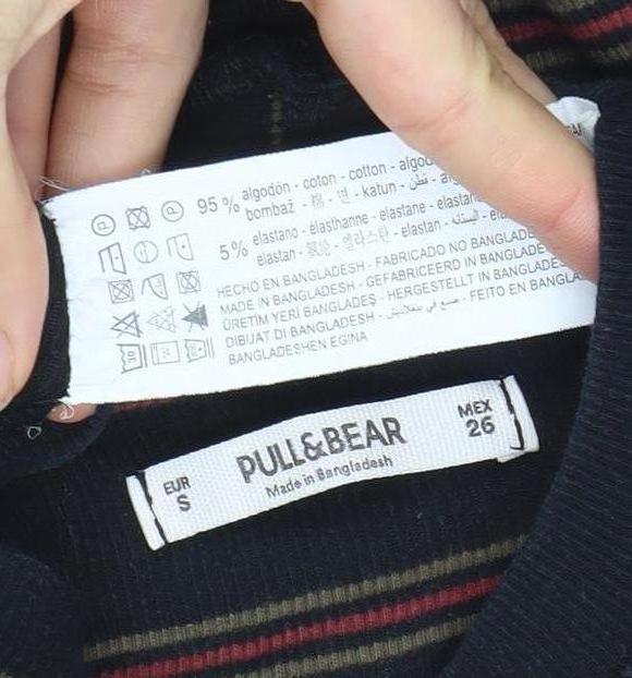 PULL&BEAR Women’s Black Striped Long Sleeve T-Shirt Dress Size S