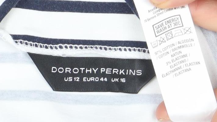 Womens UK Size 16 Dorothy Perkins White Basic T-Shirt