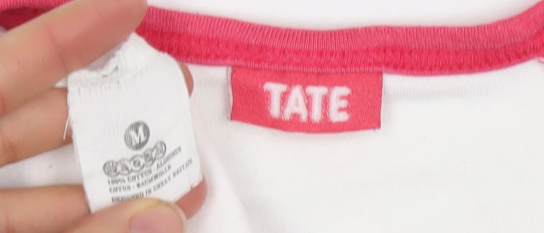 Womens UK Size M Tate White Ringer T-Shirt