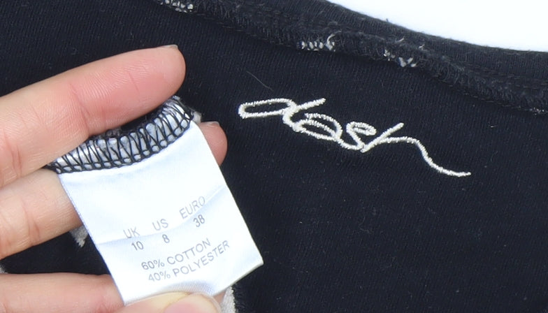 Dash Women’s Black Striped V-Neck 3/4 Sleeve Jersey Top Size 10