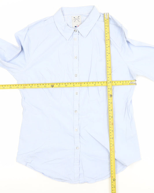 Crew Clothing Co. Women Blue Cotton Blend Button-Up Shirt Size 12