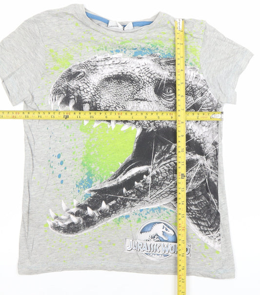 Boys UK Size 10-11 Years Jurassic World Grey Basic T-Shirt