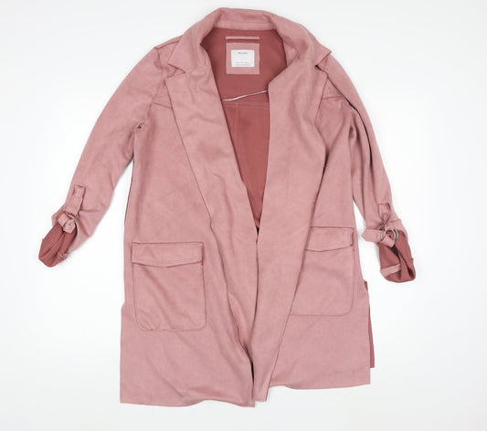 Womens UK Size S Bershka Pink Trench Coat