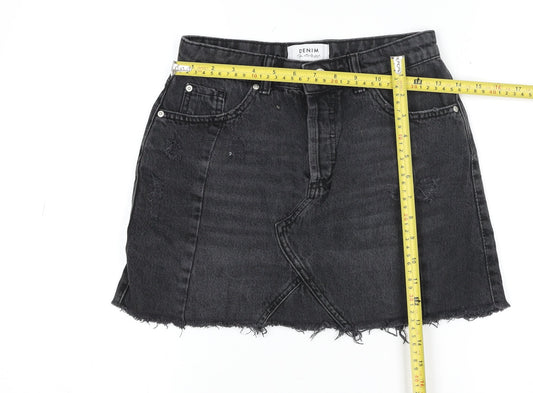 Miss Selfridge Women’s Black Denim Mini Skirt Size 8 High Waist