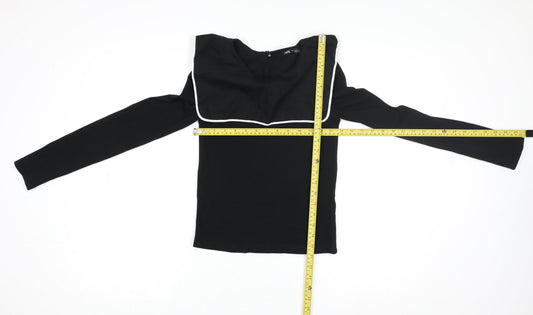 Womens UK Size S Zara Black Basic T-Shirt
