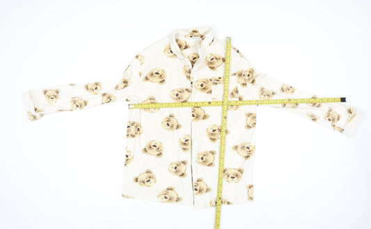Marks and Spencer Girls Beige Teddy Bear Pyjama Set 13-14 Years Long Sleeve