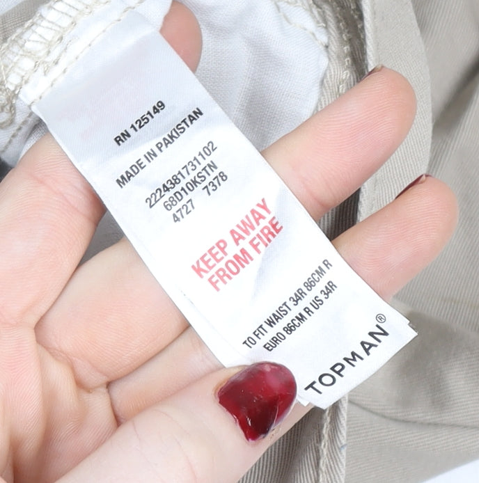 Topman Men's Beige Skinny Chino Trousers W34 L32 Cotton Casual