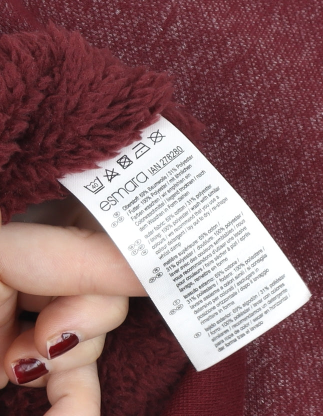 Esmara Women's Red Hooded Full Zip Fleece Lined Jacket Size 16