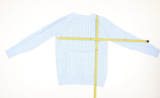 Cotton Traders Womens Soft Blue Cable Knit Cotton Jumper XS