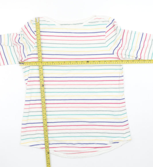 Fat Face Womens Multicoloured Striped Long Sleeve Cotton T-Shirt Size 10