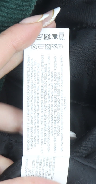 Denim Co. Women Green Corduroy Faux Fur Collar Bomber Jacket UK 16