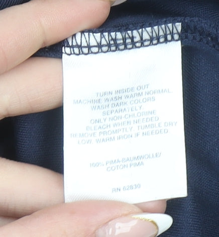 Lands' End Women's Blue Pima Cotton Short Sleeve Polo Shirt Size S