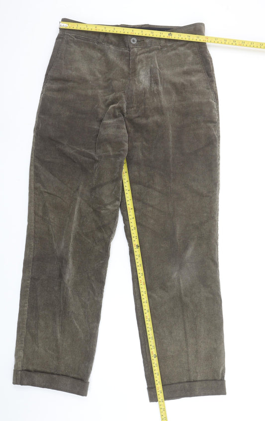Zegna Men’s Brown Corduroy Trousers Size S 32W 30L Straight Fit