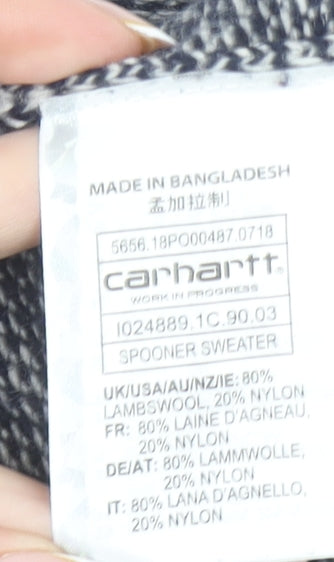 Carhartt Men's Grey Lambswool Crew Neck Pullover Jumper Size S