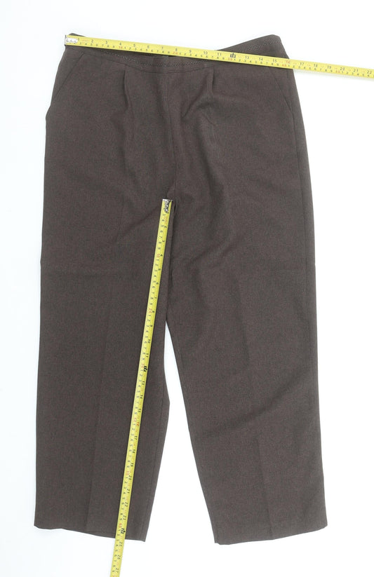 Bonmarché Womens Brown Size 14 Straight Leg Elastic Waist Trousers