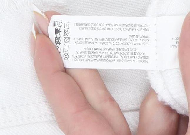 Primark Women’s White Mom Jeans Size 8 Distressed Denim High Rise