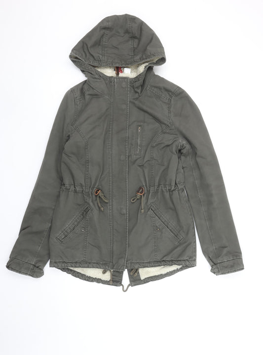 Womens UK Size 8 H&M Green Parka Coat