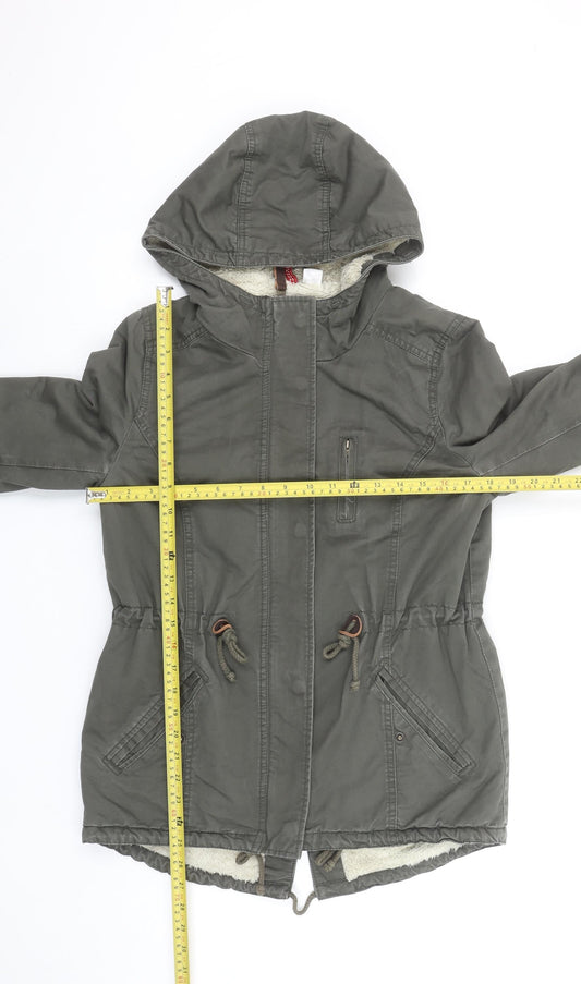 Womens UK Size 8 H&M Green Parka Coat