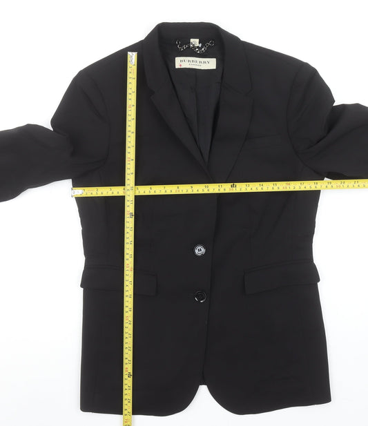 Burberry Women Black Wool Blazer UK 12 Classic Tailored Jacket