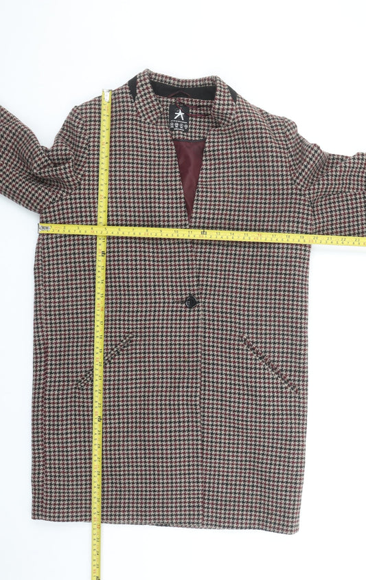 Atmosphere Women's Beige Houndstooth Long Blazer Jacket Size 10