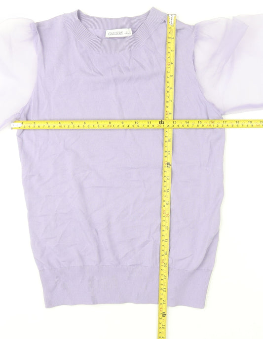 Gallery Womens Lilac Puff Sleeve Pullover Jumper Size S