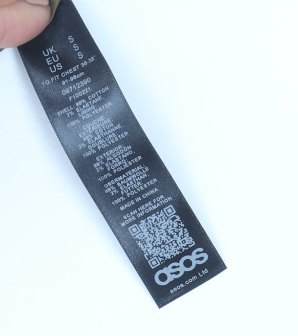 ASOS Men's Brown Striped Bomber Jacket S Regular Fit Cotton Blend