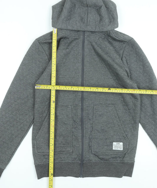 Mens UK Size S JACK & JONES Grey Full Zip Hoodie