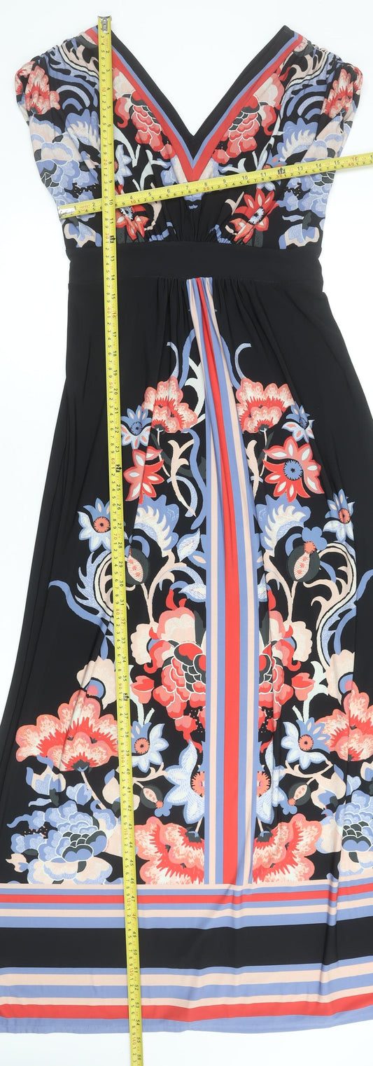 Monsoon Women’s Multicoloured Floral Maxi Dress Size 10 V-Neck