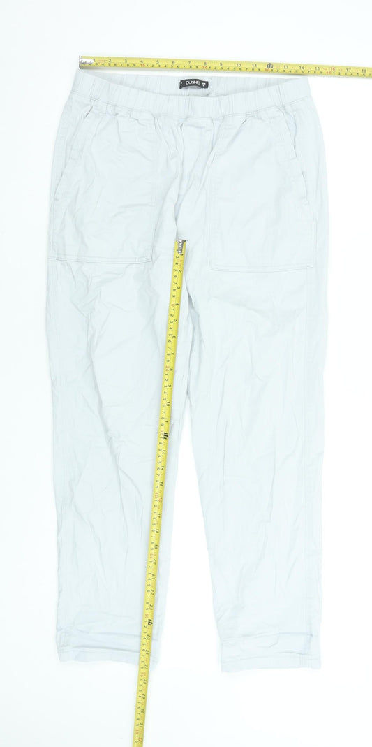 Dunnes Stores Women's White Capri Trousers Size M Cotton Elastic Waist