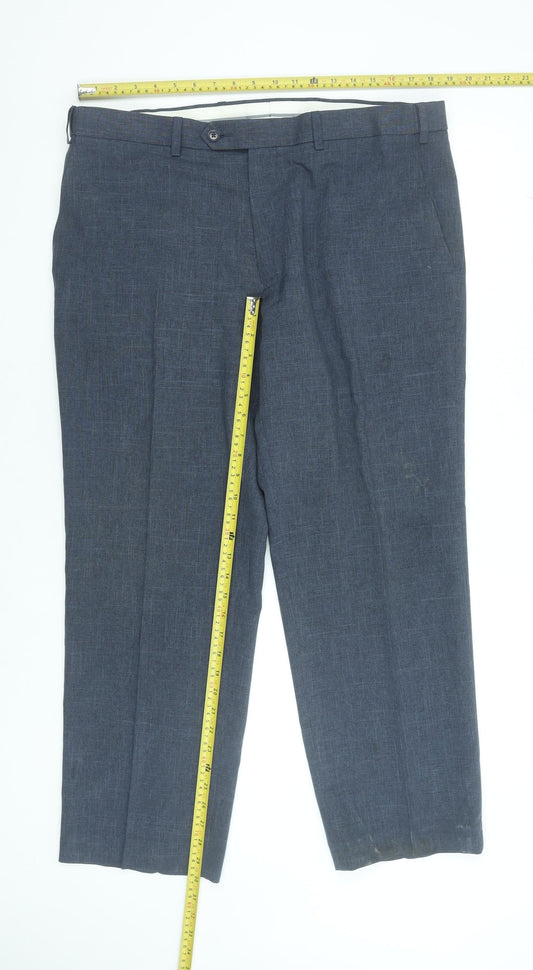 Marks and Spencer Men’s Blue Regular Fit Dress Trousers 38W 29L