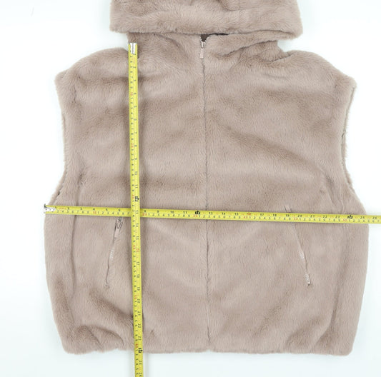 Primark Womens Beige Faux Fur Hooded Waistcoat XL