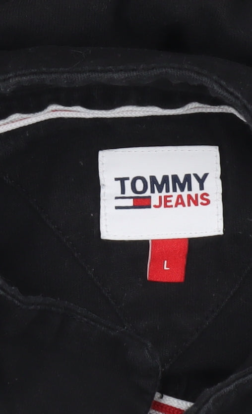 Womens UK Size L Tommy Jeans Black Henley Sweatshirt