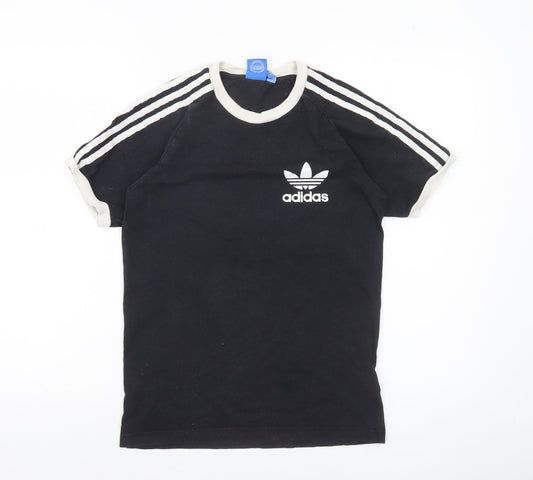 Womens UK Size S adidas Black Ringer T-Shirt