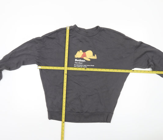 George Winnie the Pooh Women's Black Sweatshirt Size S 8-10 Cotton Pullover