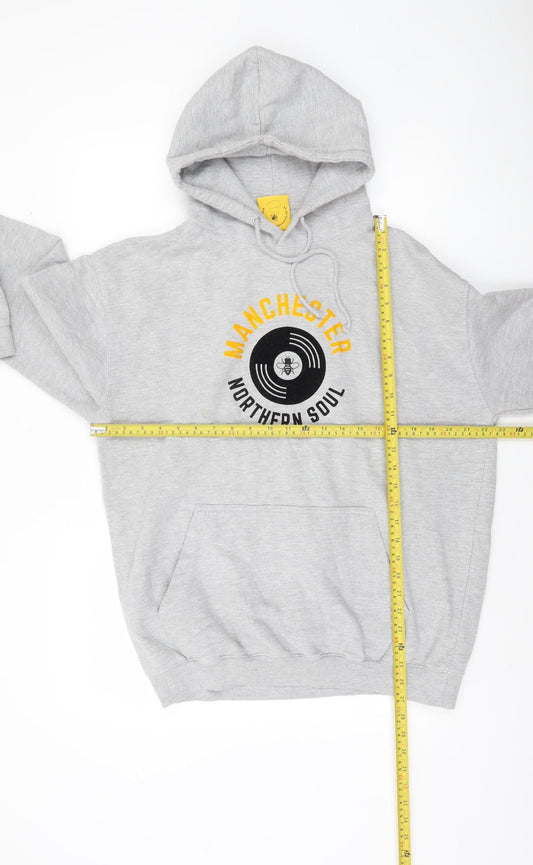 Mens UK Size L Manchester Souvenirs Grey Pullover Hoodie